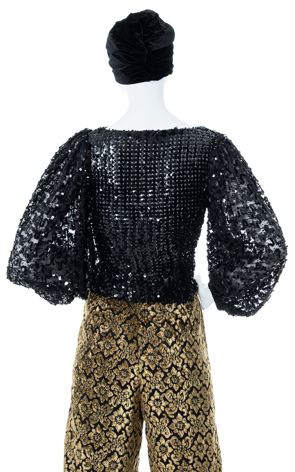 Vintage 1970s 70s 1980s 80s Black Sequin & Angora Balloon Sleeve Top Birthday Life Vintage