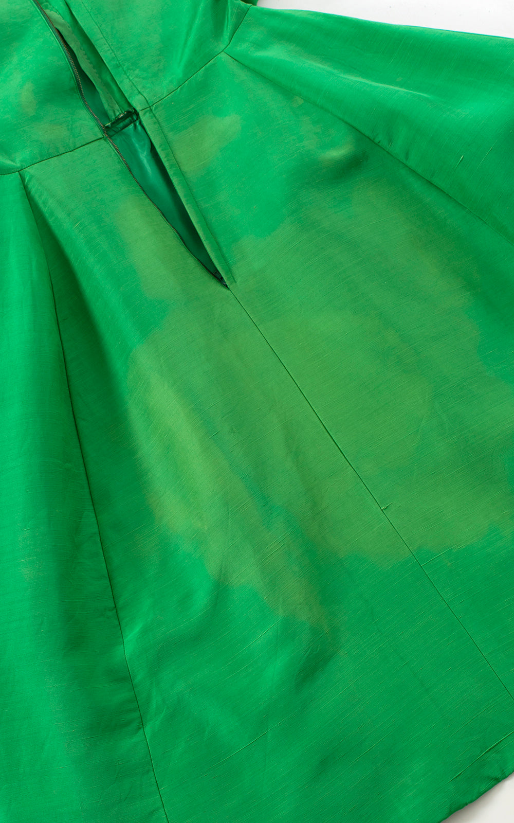 Vintage 1950s 1960s Raw Silk Kelly Green Fit and Flare Formal Evening Party Dress Birthday Life Vintage