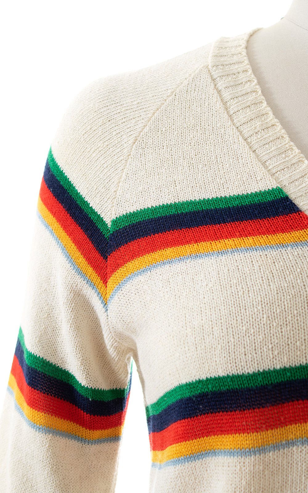 1970s Rainbow Striped Drawstring Sweater | small/medium