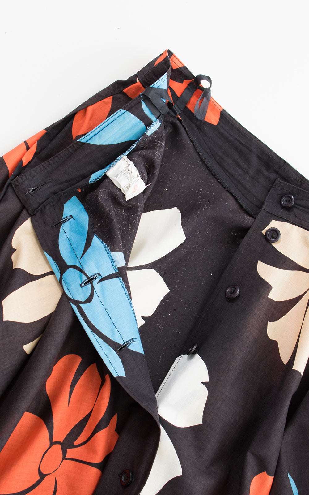 1980s does 1950s Black Floral Circle Skirt
