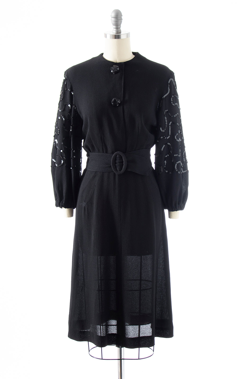 1930s sequin dress 1930s/40s Beaded and Sequin Crepe Gown M