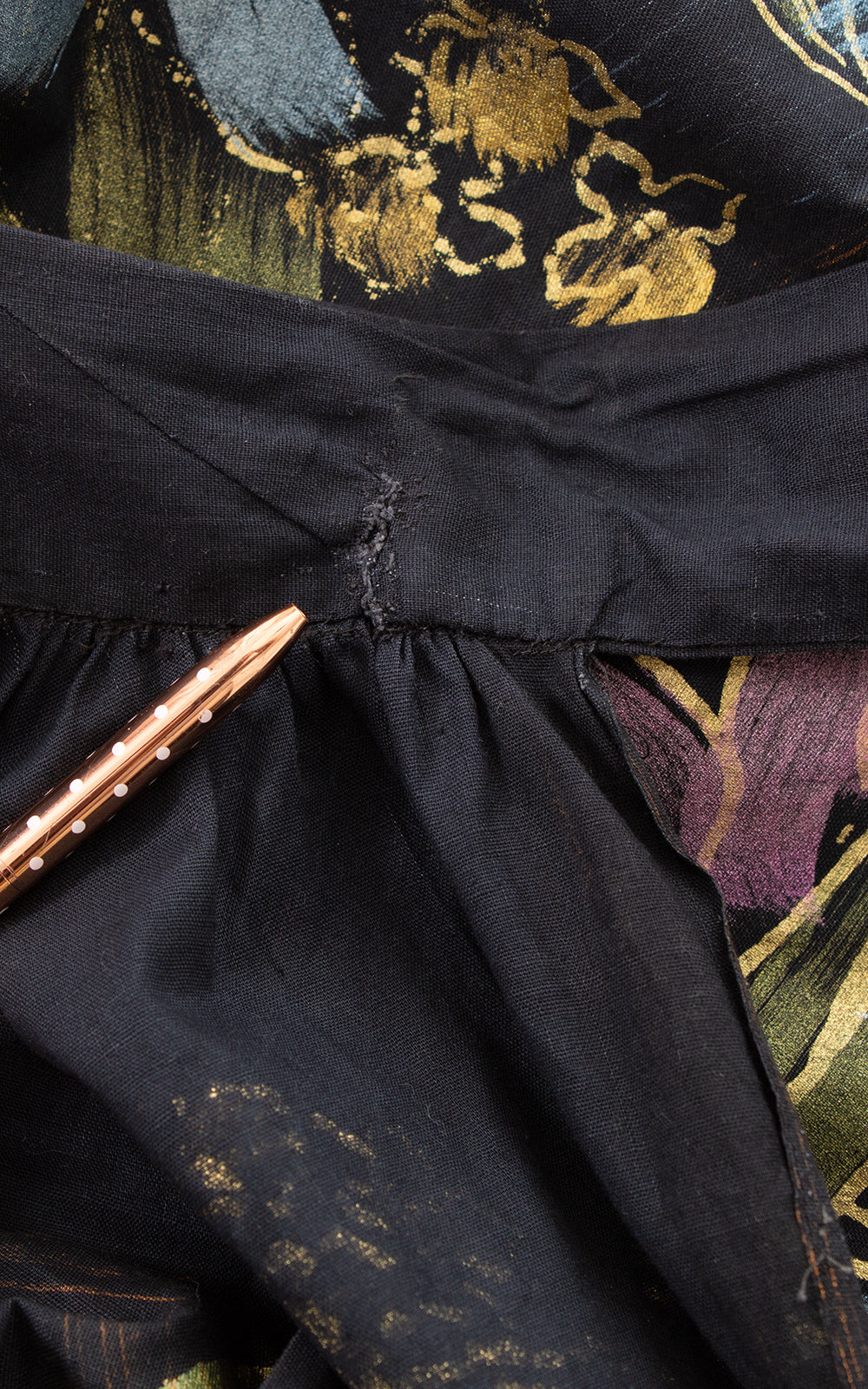 1950s Mexican Hand-Painted Metallic Floral Circle Skirt BirthdayLifeVintage