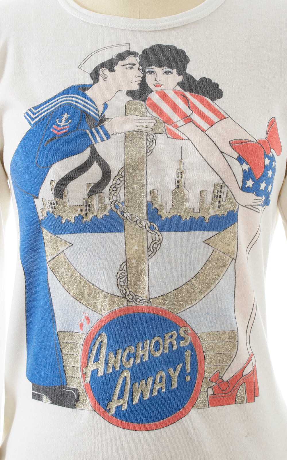 1980s "Anchor's Away!" Novelty Print Shirt | x-small/small