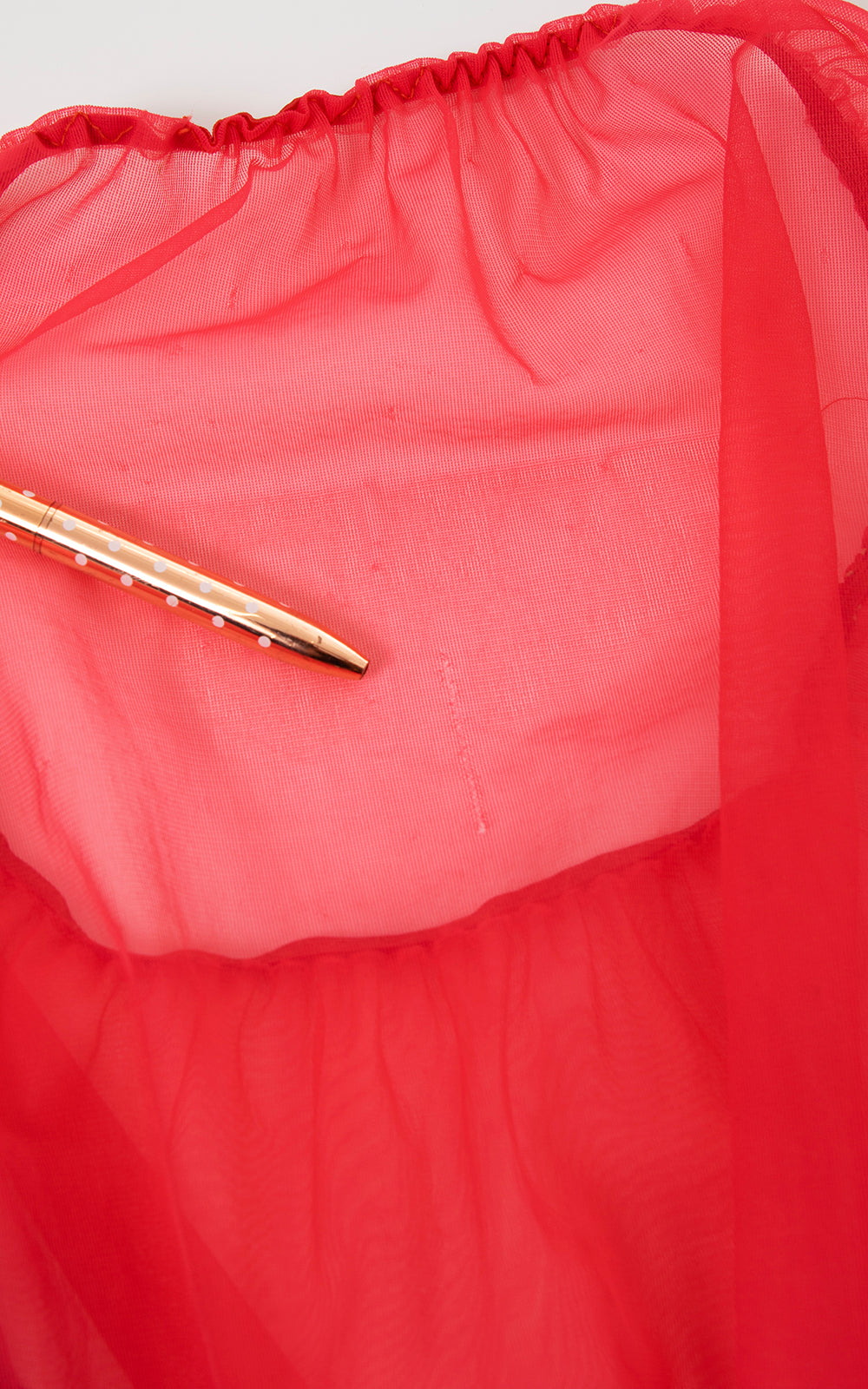 1960s Fringe Sheer Red Nylon Lingerie Set | large