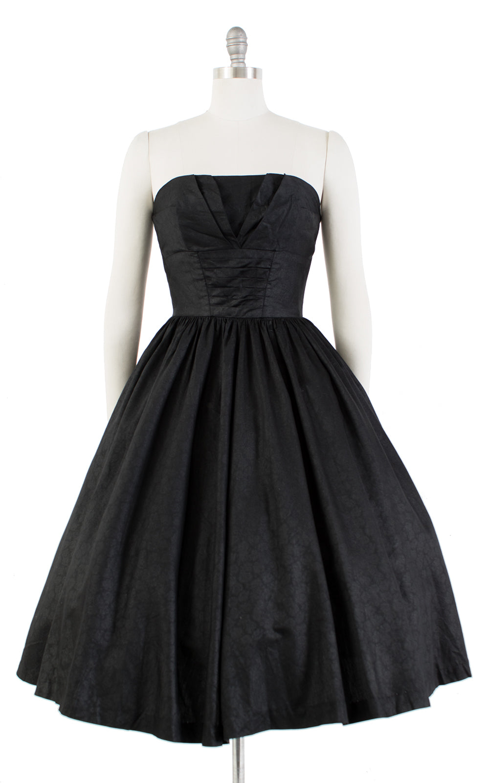 1950s Strapless Black Cotton Circle Skirt Sundress | small Birthday Life Vintage 1950s Strapless Black Cotton Circle Skirt Sundress | small Birthday Life Vintage
