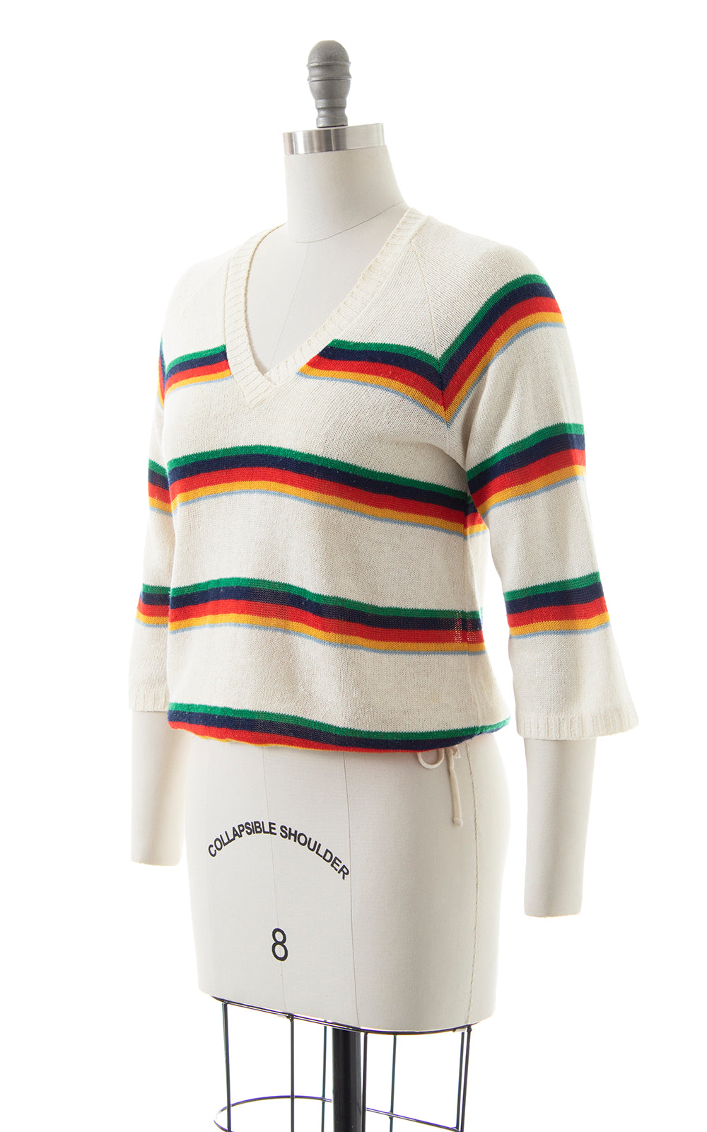 1970s Rainbow Striped Drawstring Sweater | small/medium
