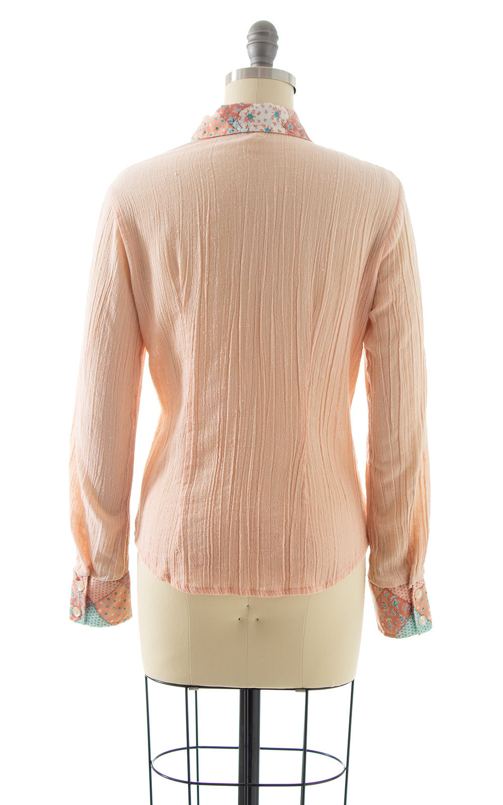 1970s Patchwork Cotton Gauze Blouse | x-small/small