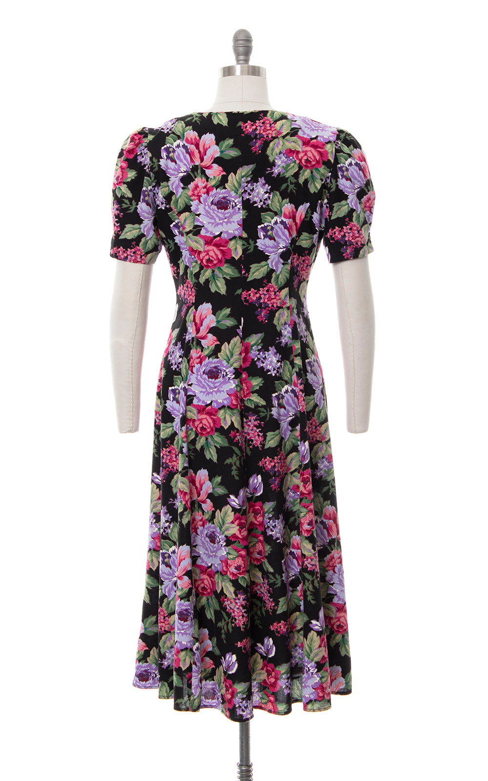 1990s Metallic Floral Rayon Shirtwaist Dress | small/medium
