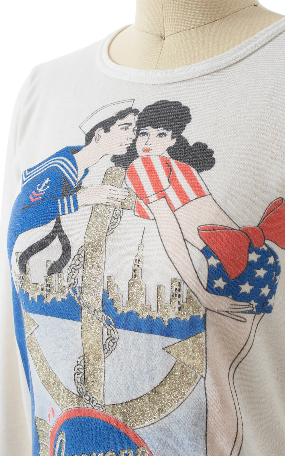 1980s "Anchor's Away!" Novelty Print Shirt | x-small/small
