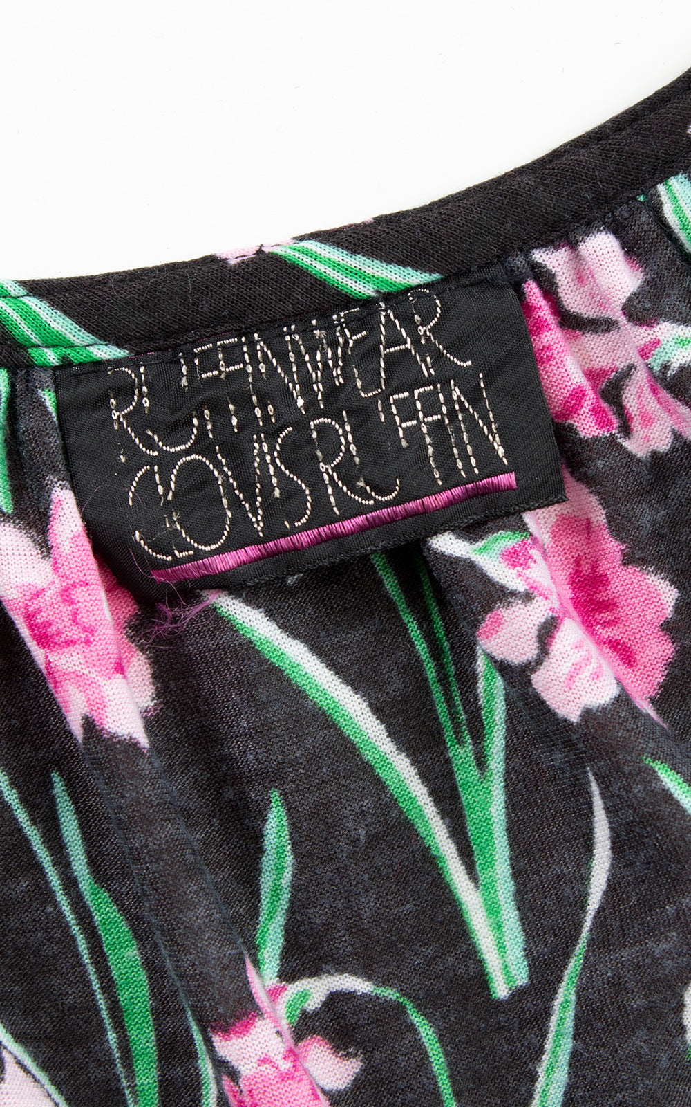 1970s Floral Jersey Dress