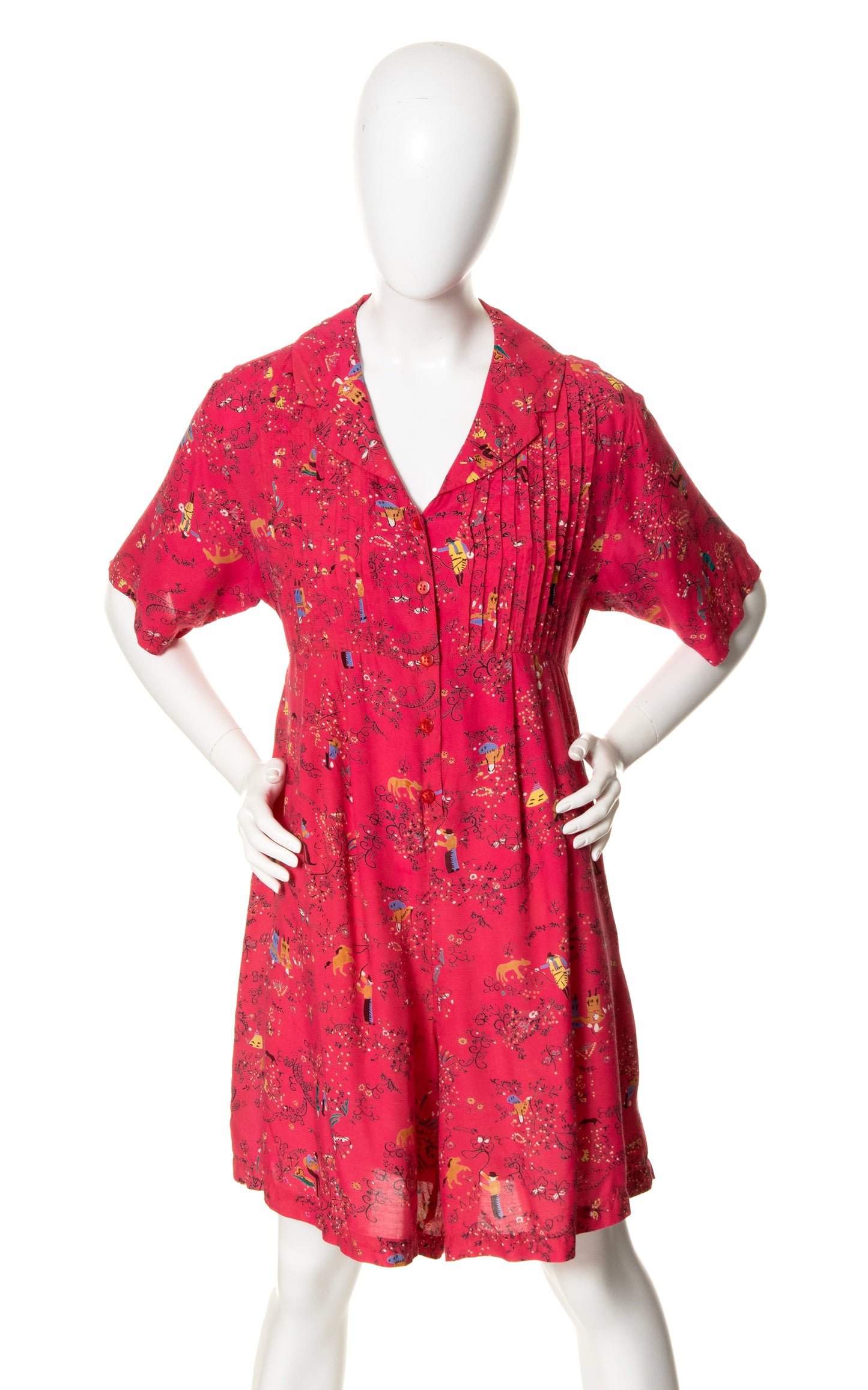 1940s Novelty Print Cold Rayon Romper | medium/large/x-large