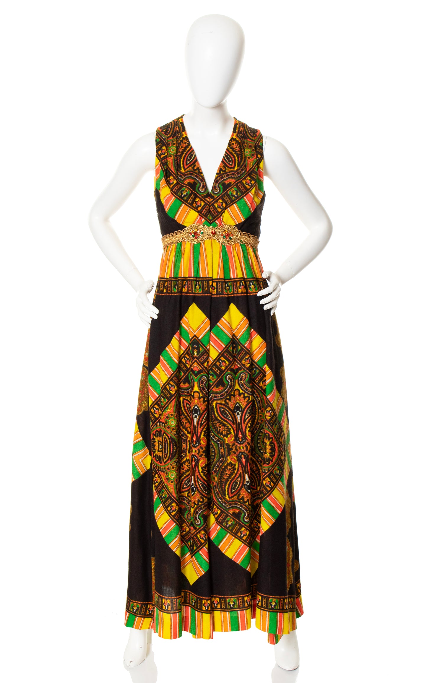 1970s Rhinestone Trimmed Palazzo Jumpsuit | x-small/small