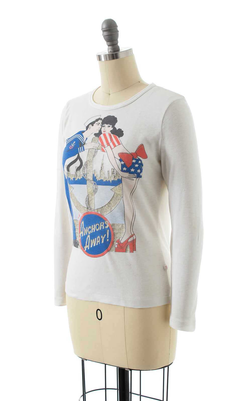 1980s "Anchor's Away!" Novelty Print Shirt | x-small/small
