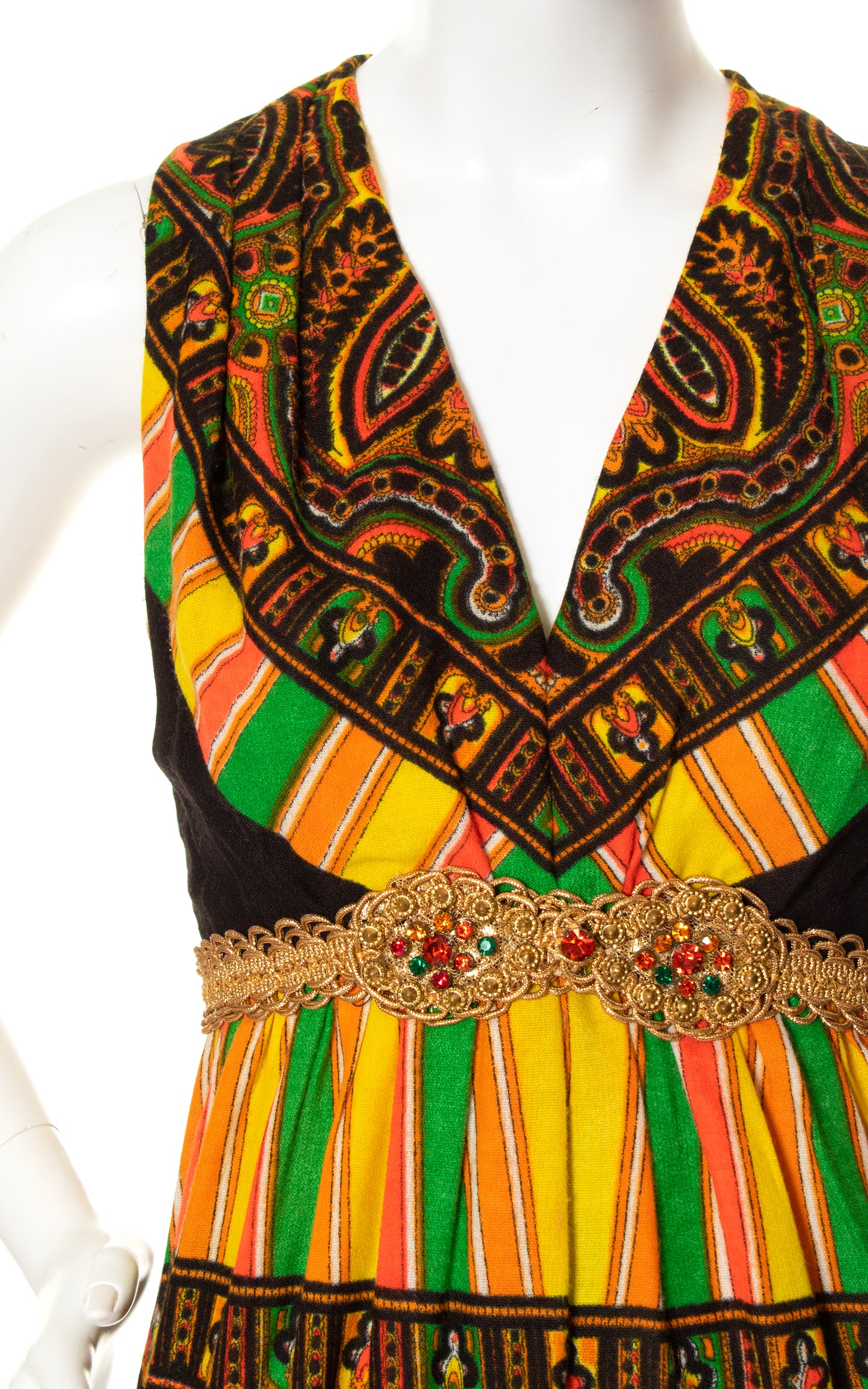 1970s Rhinestone Trimmed Palazzo Jumpsuit | x-small/small