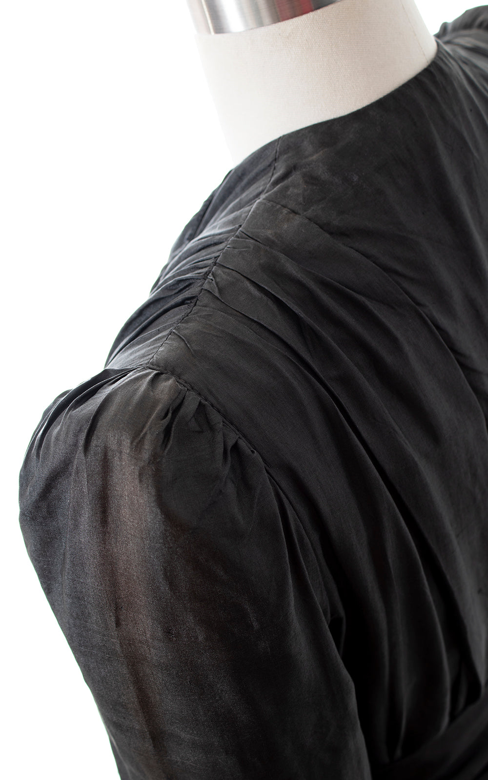 1980s ALBERT NIPON Black Silk Belted Coat | small