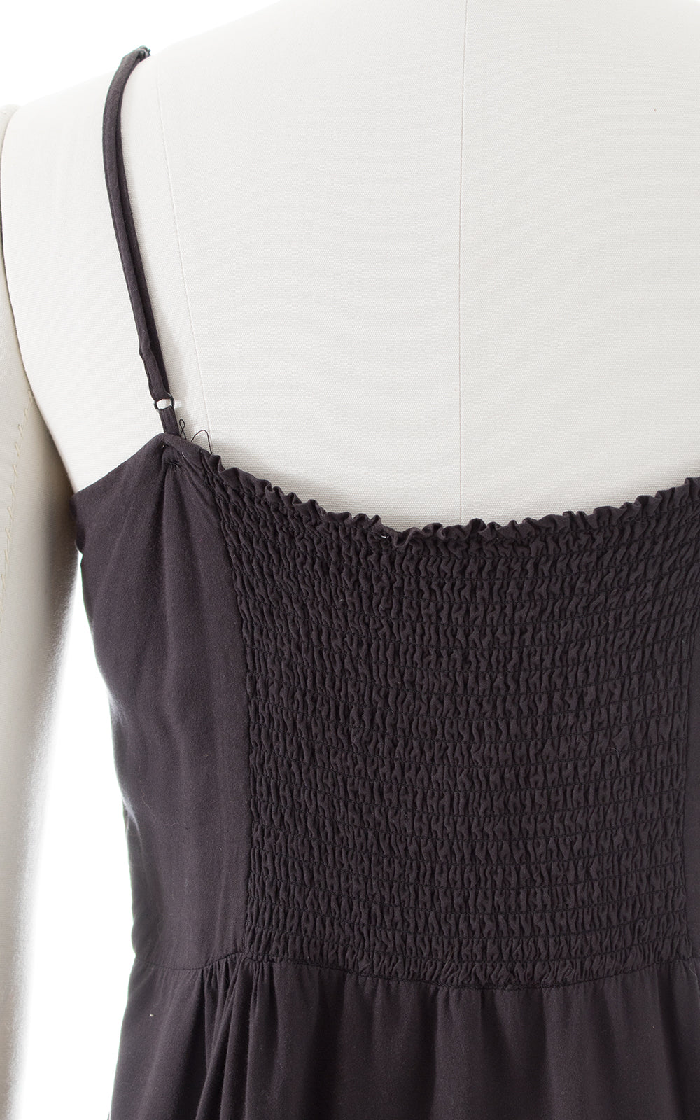 2000s Black Rayon Button Up Midi Dress