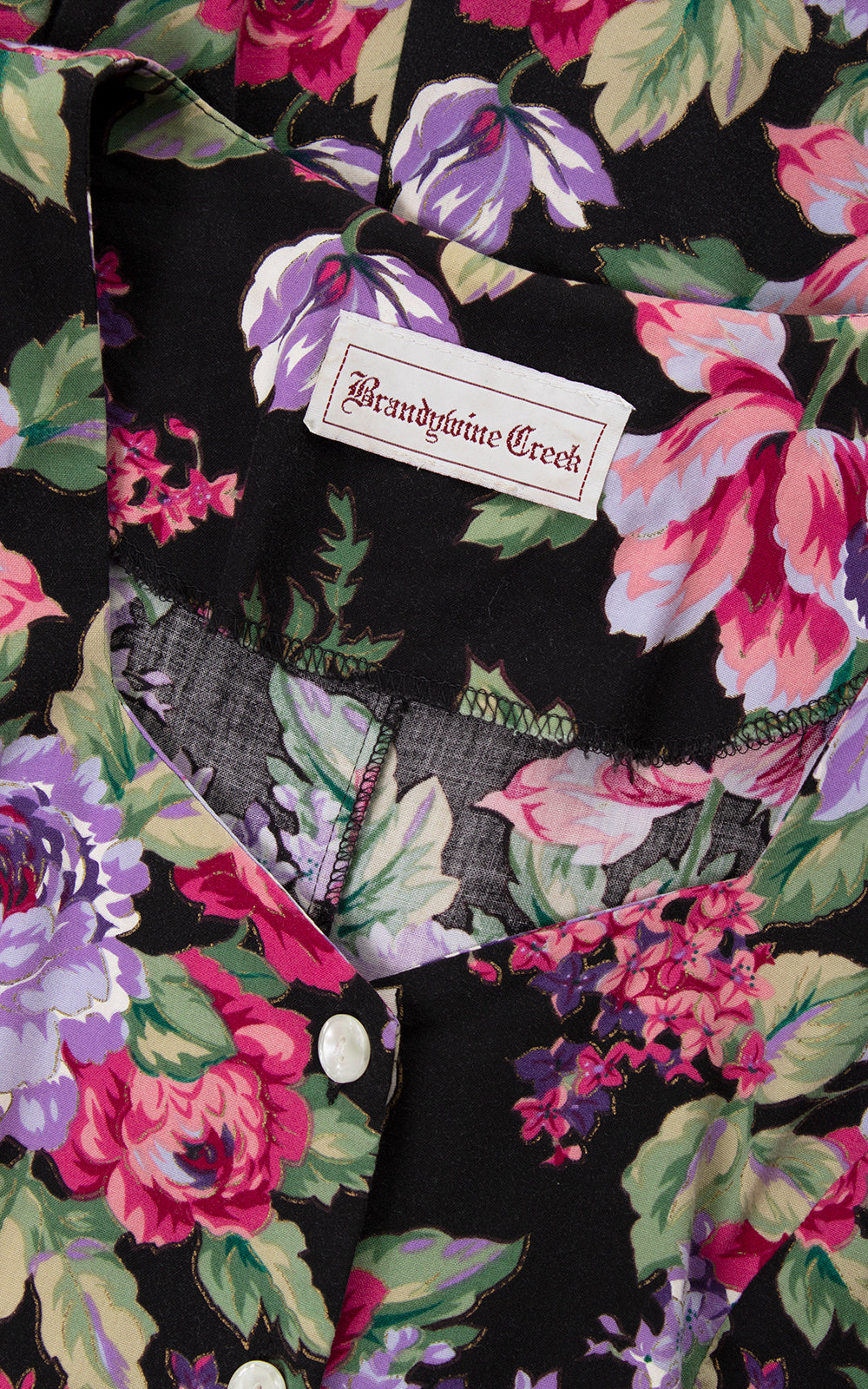 1990s Metallic Floral Rayon Shirtwaist Dress | small/medium
