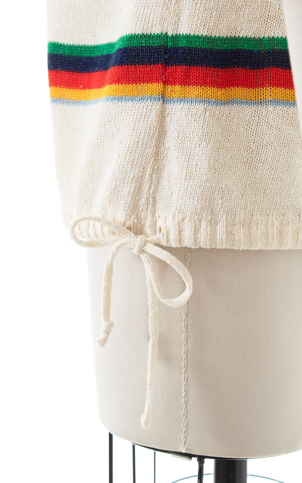 1970s Rainbow Striped Drawstring Sweater | small/medium