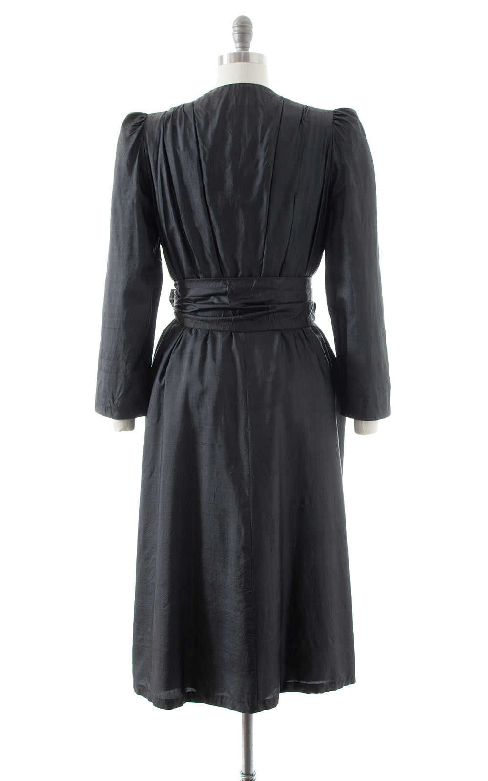 1980s ALBERT NIPON Black Silk Belted Coat | small