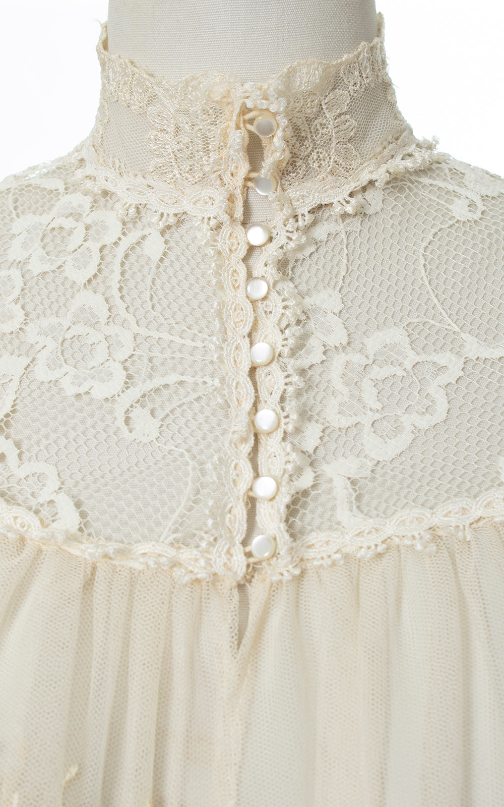 1970s does Victorian Sheer Ruffled Dress | x-small/small/medium