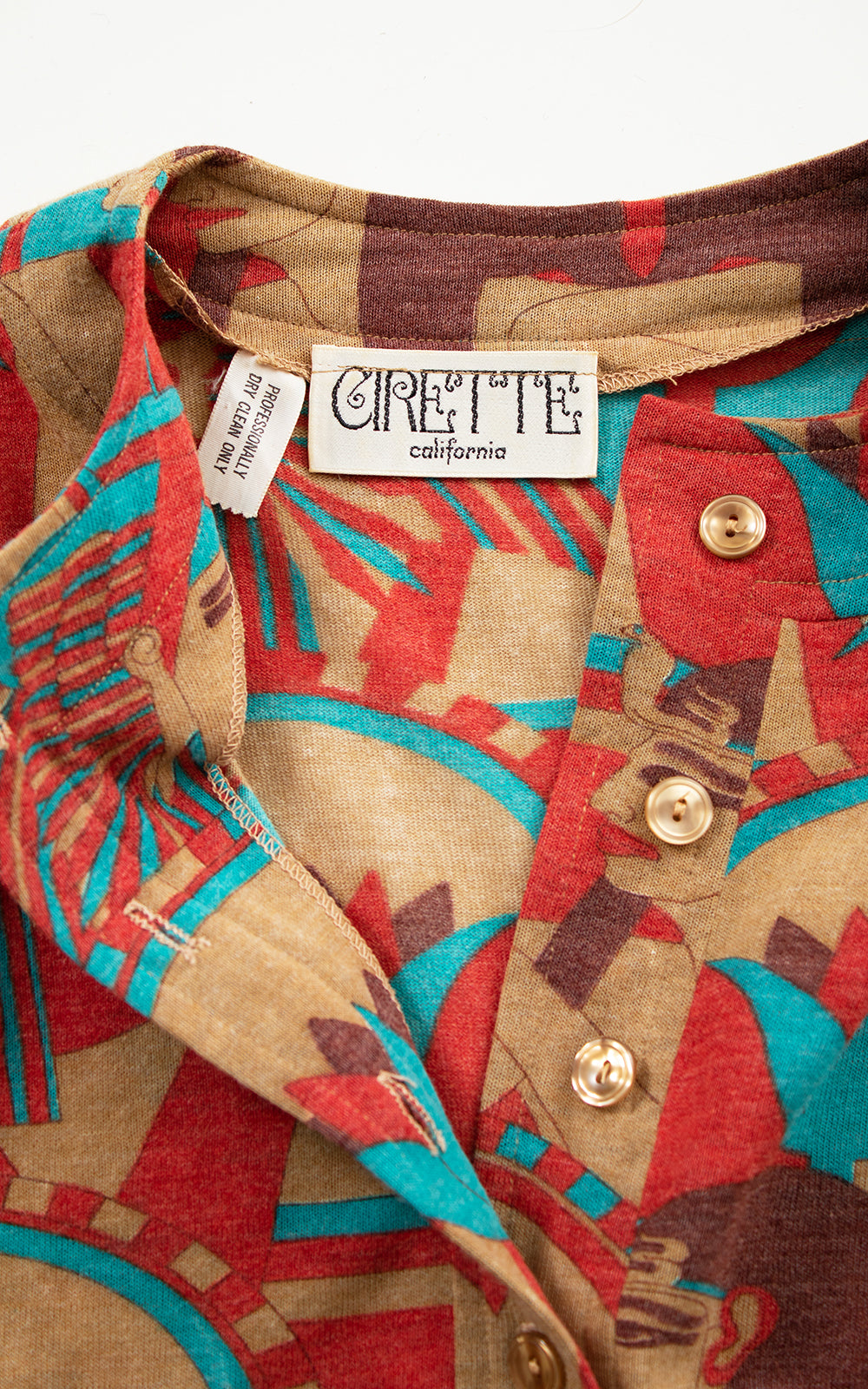 1970s Egyptian Novelty Print Jersey Pant Set | x-small/small/medium