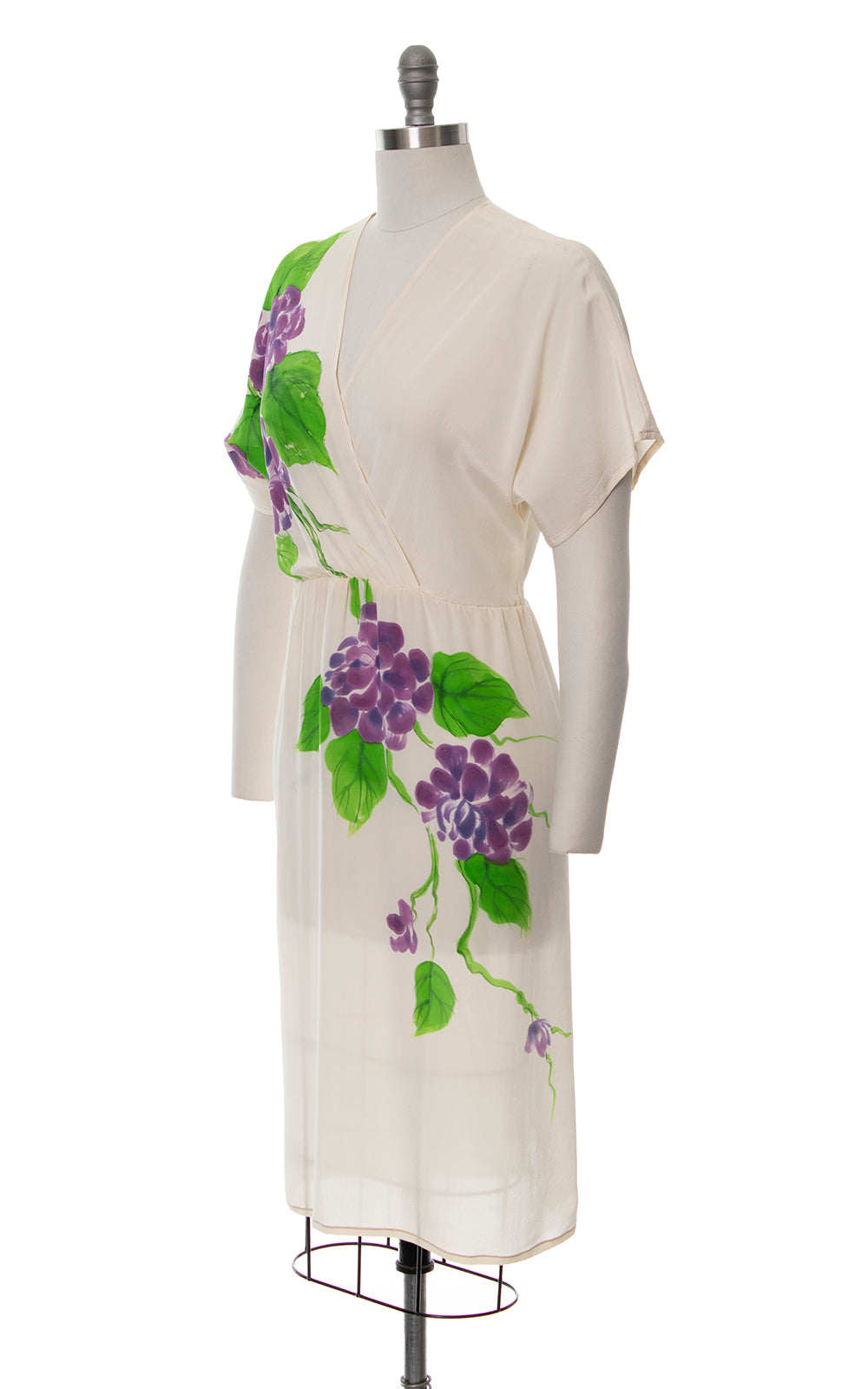 1980s Hand-Painted Floral Silk Dress | medium