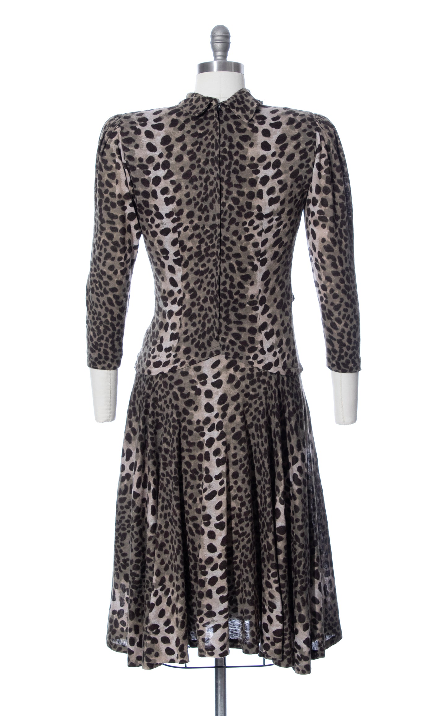 Vintage 80s 1980s Leopard Print Jersey Dress Birthday Life Vintage