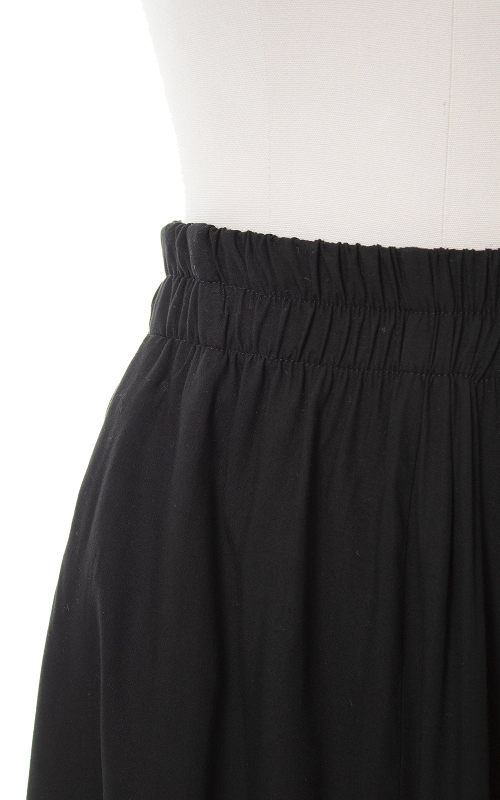 1980s Floral Cutwork Black Rayon Skirt | small/medium/large