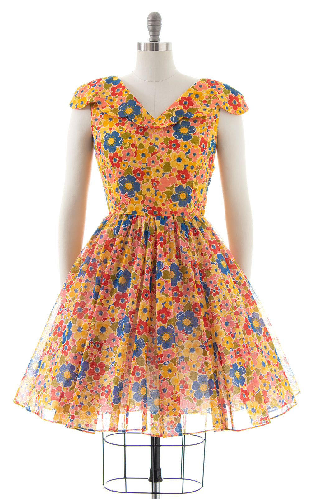 1960s Flower Power Circle Skirt Sundress | small