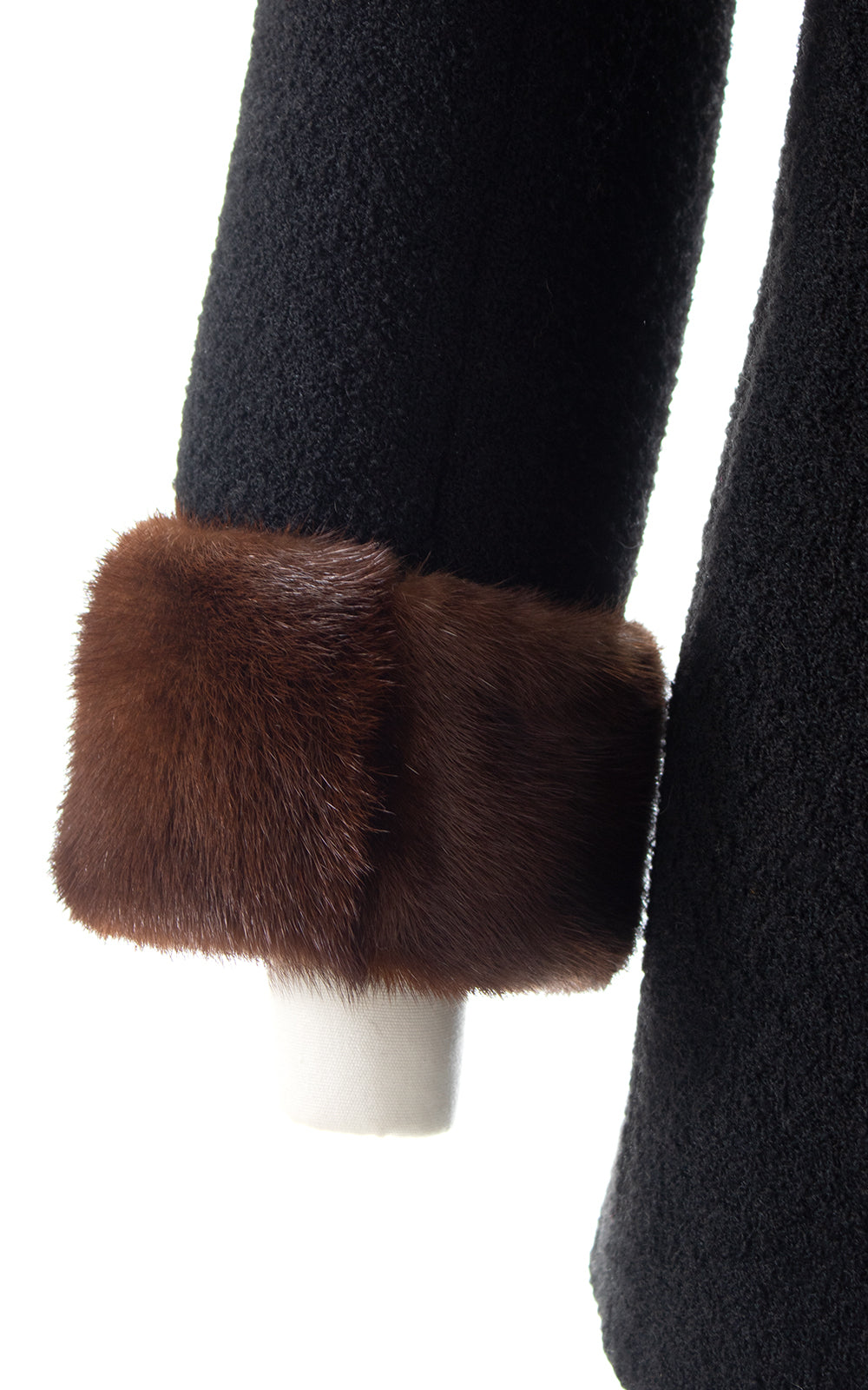 1940s Mink Fur & Bouclé Wool Coat | small