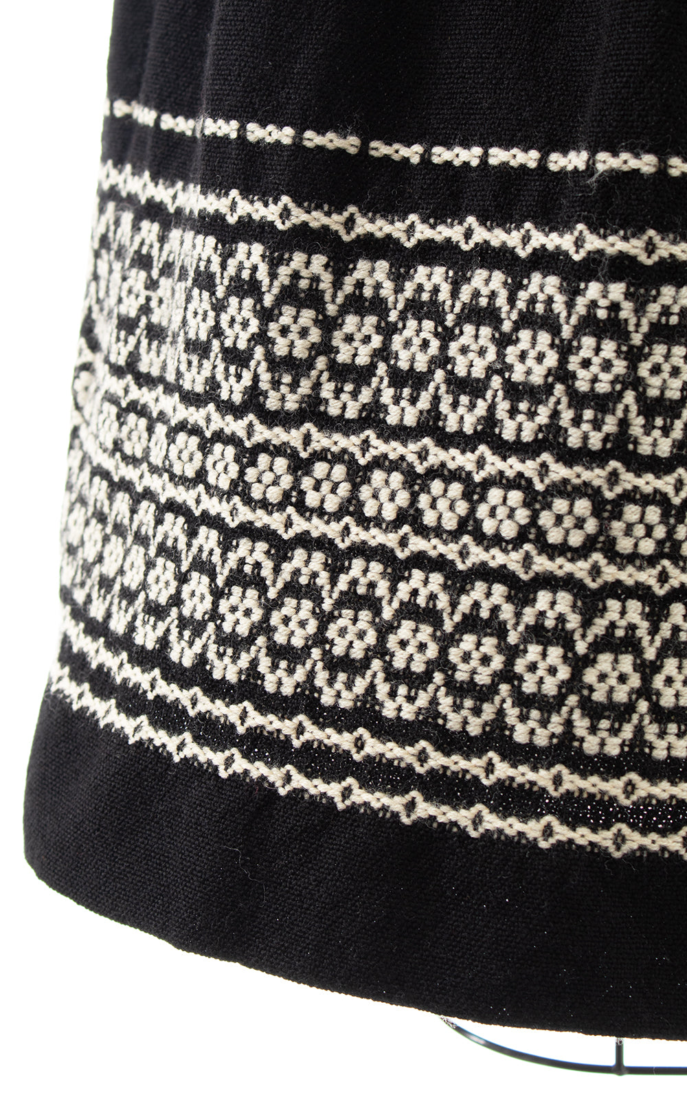 Vintage Geometric Woven Wool Skirt with Pockets | small