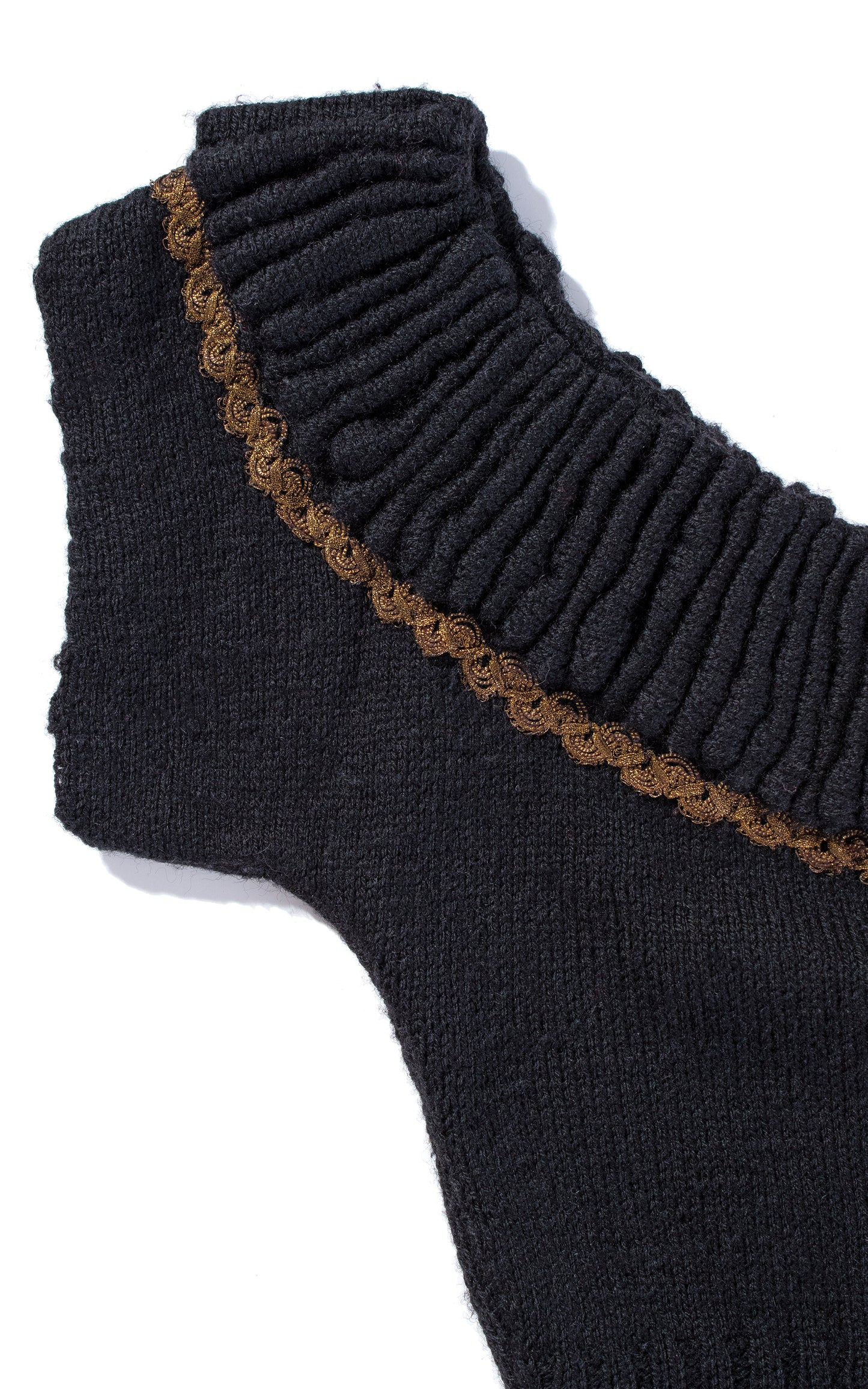 Vintage 50s 1950s Black Knit Wool Sweater Top Metallic Trim Birthday Life Vintage