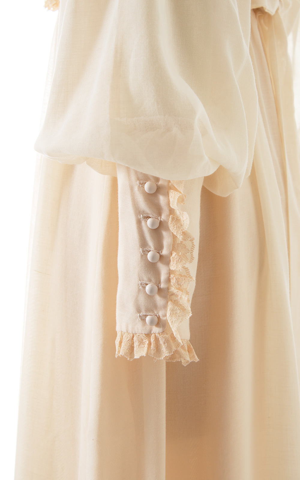 1970s Bishop Sleeve Lace Maxi Dress BirthdayLifeVintage
