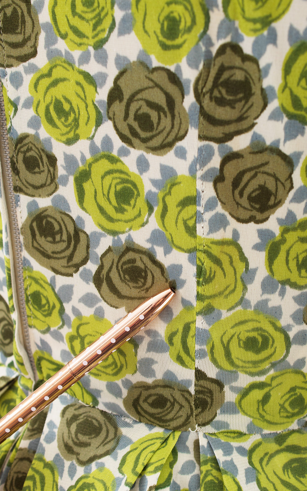 1960s Rose Print Jersey Dress