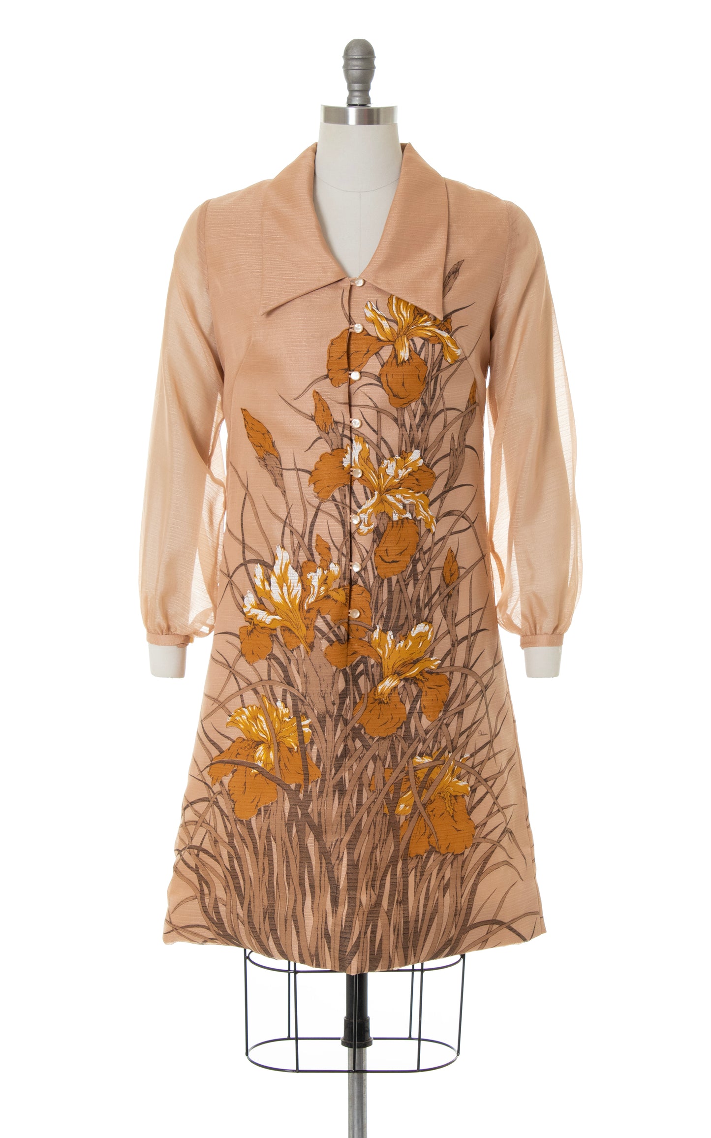 1970s ALFRED SHAHEEN Floral Screen Printed Shift Dress | medium