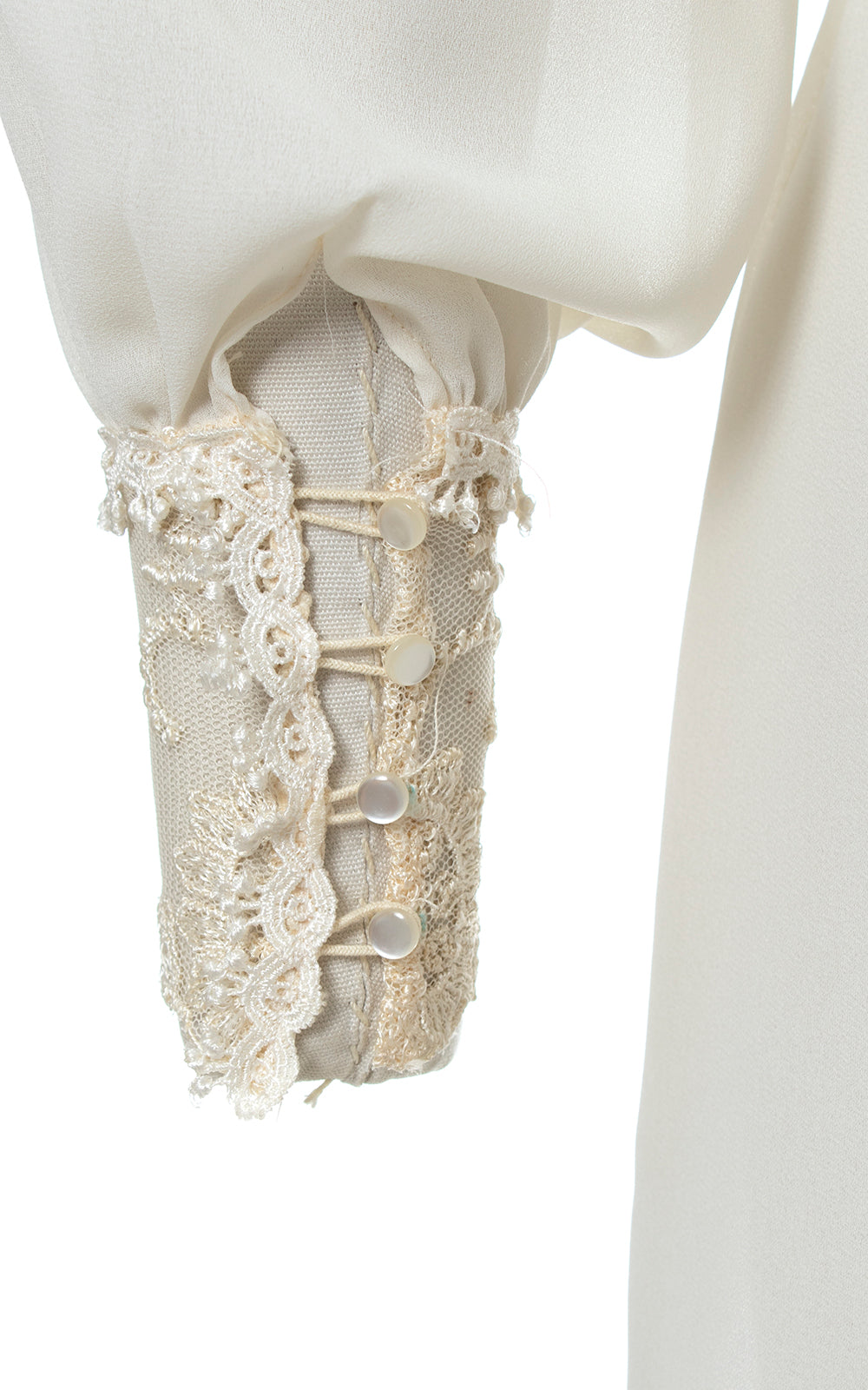 1970s does Victorian Sheer Ruffled Dress | x-small/small/medium