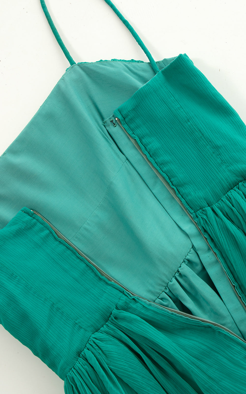 1970s does 1950s Plissé Chiffon Party Dress BirthdayLifeVintage