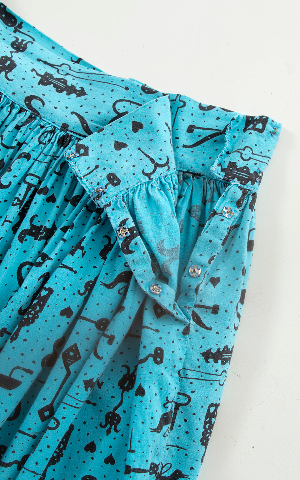 1950s Locks Keys Novelty Print Cotton Skirt | small