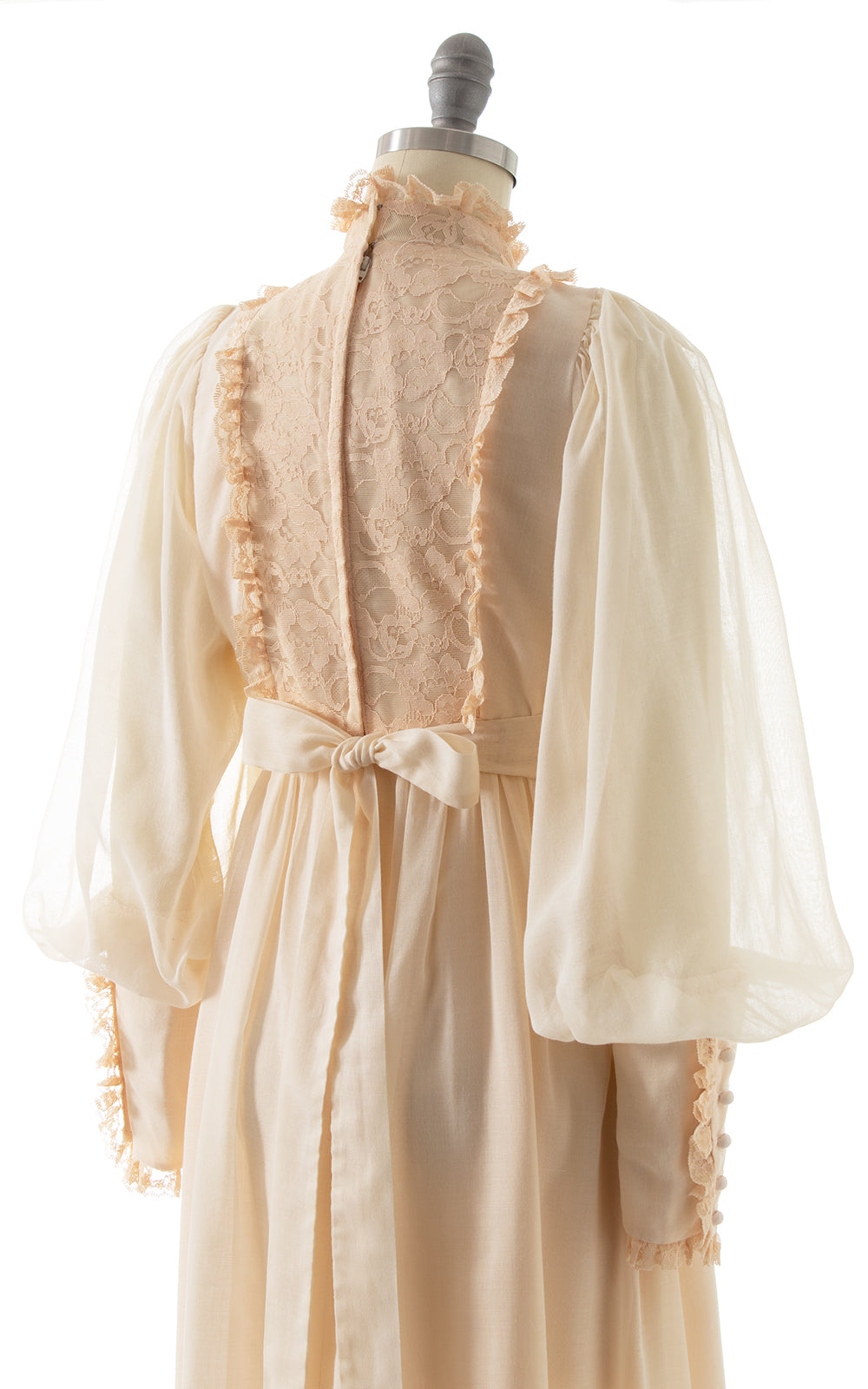 1970s Bishop Sleeve Lace Maxi Dress BirthdayLifeVintage