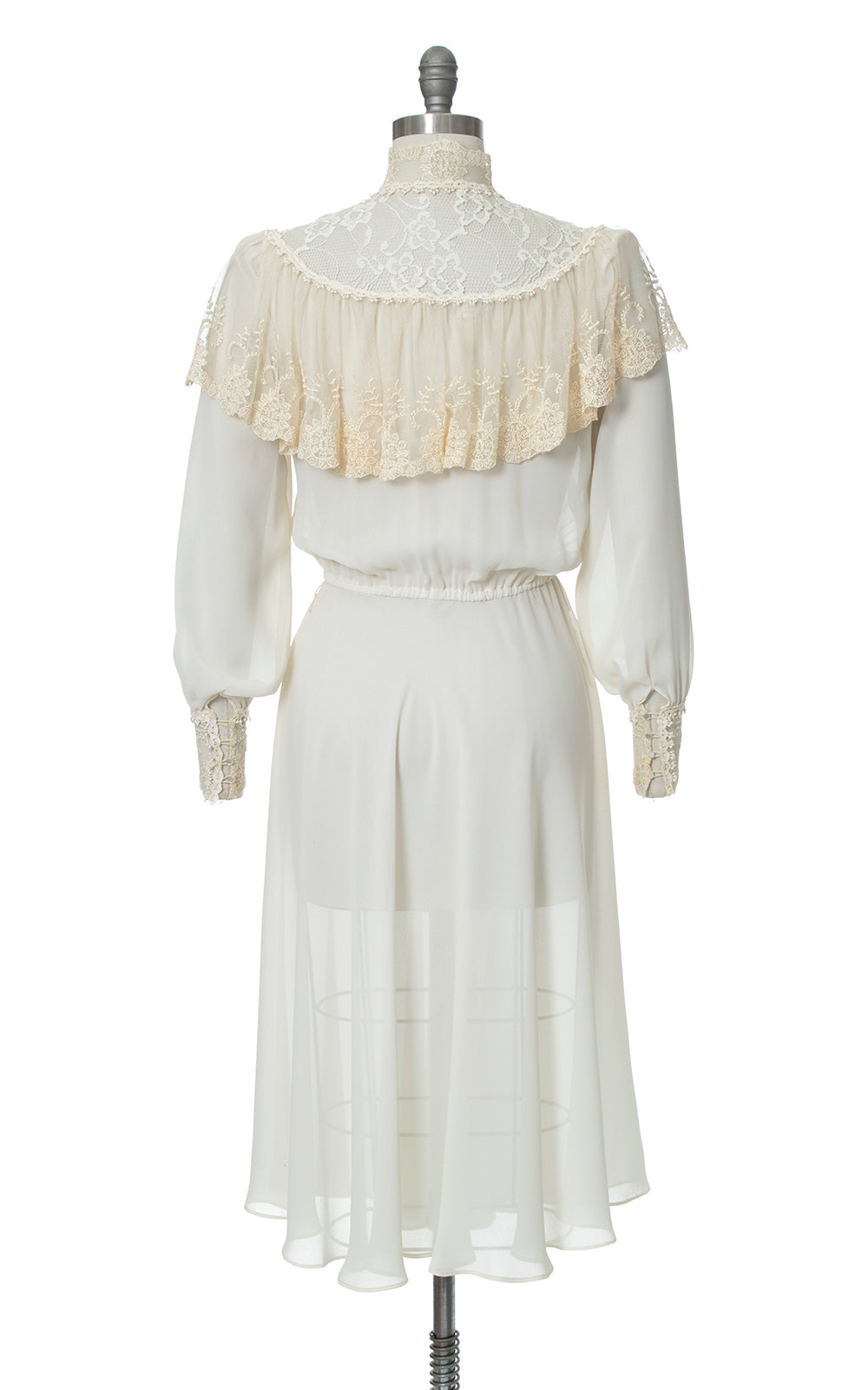 1970s does Victorian Sheer Ruffled Dress | x-small/small/medium