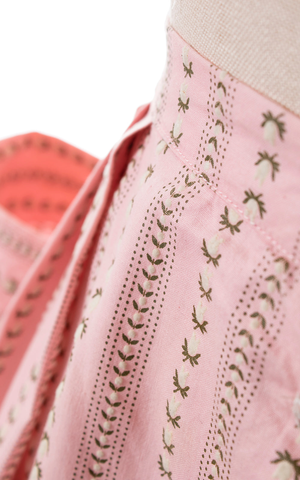 1950s Flocked Floral Cotton Skirt with Pockets | medium