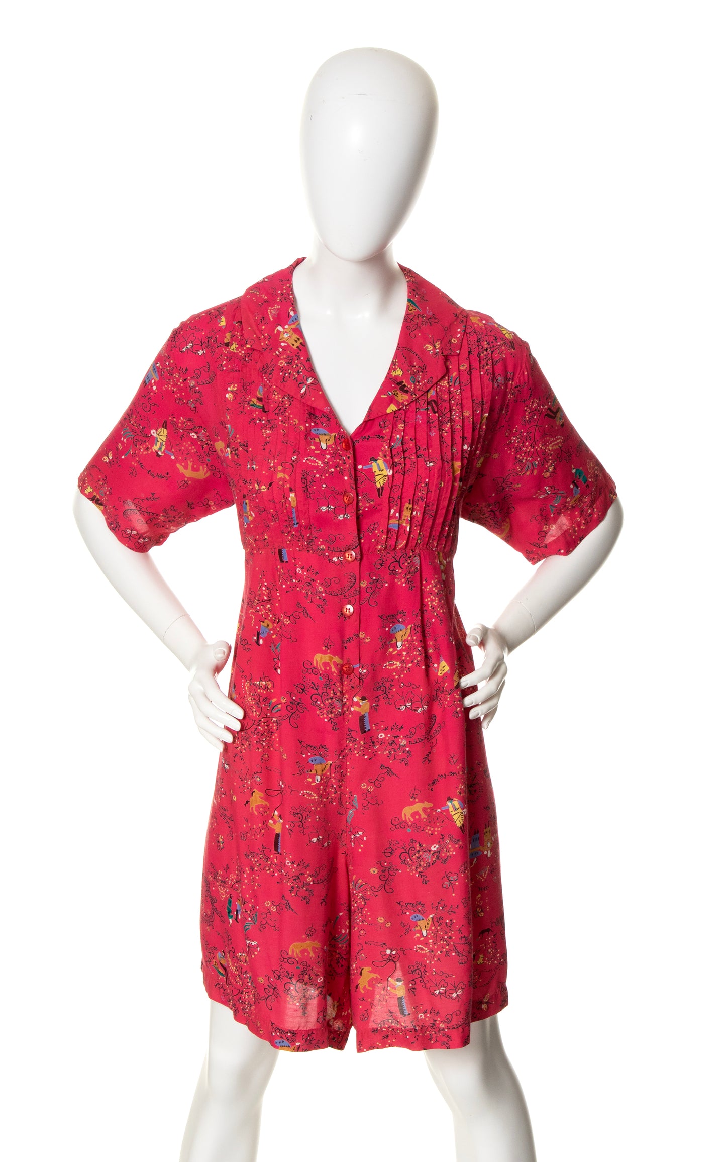 1940s Novelty Print Cold Rayon Romper | medium/large/x-large