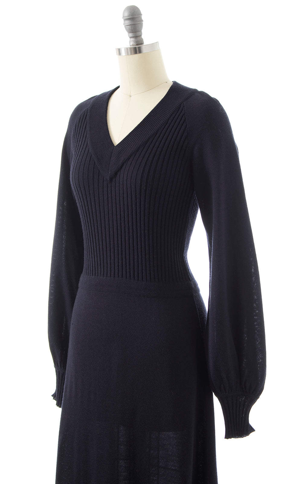 1970s Bishop Sleeve Knit Maxi Dress | x-small/small/medium