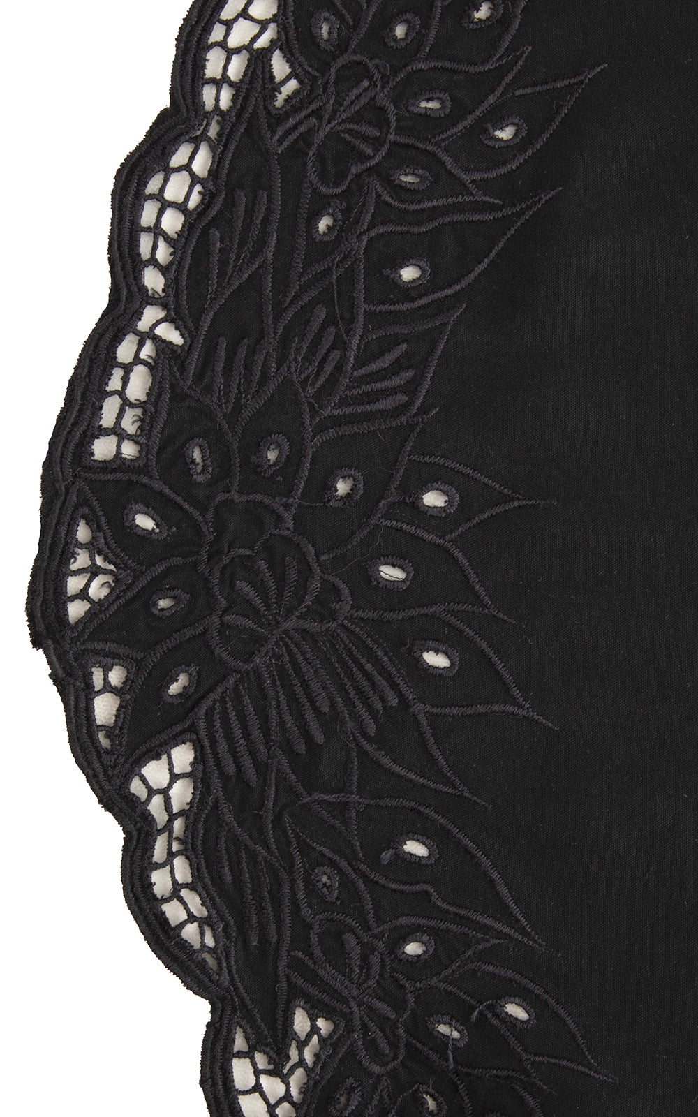 1980s Floral Cutwork Black Rayon Skirt | small/medium/large