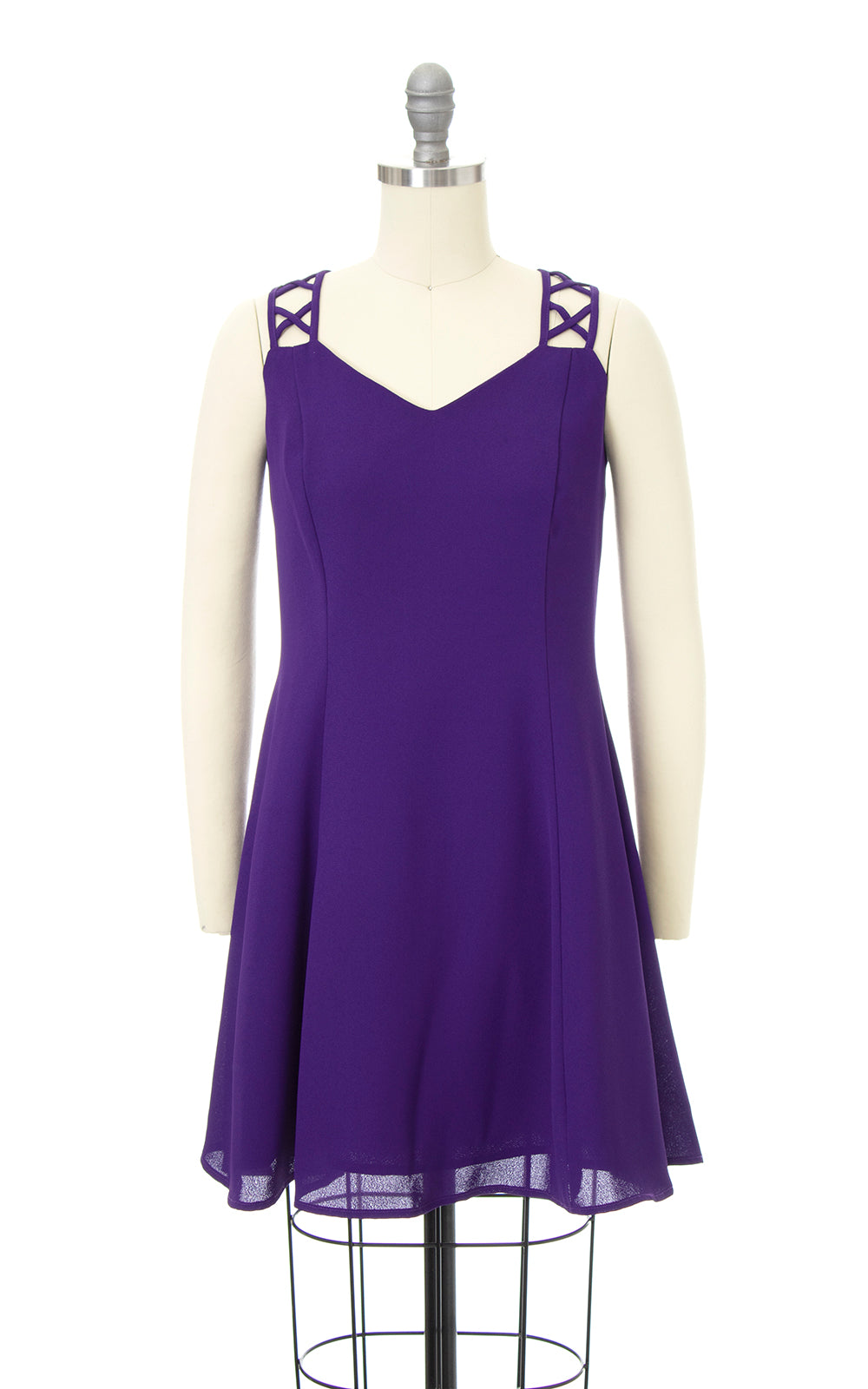 1990s Lattice Straps Purple Mini Dress | small