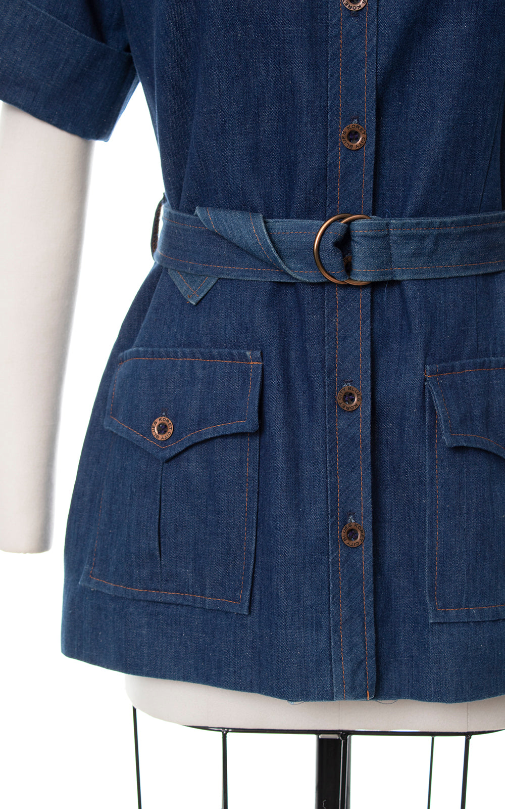 1970s Denim Belted Blouse | medium
