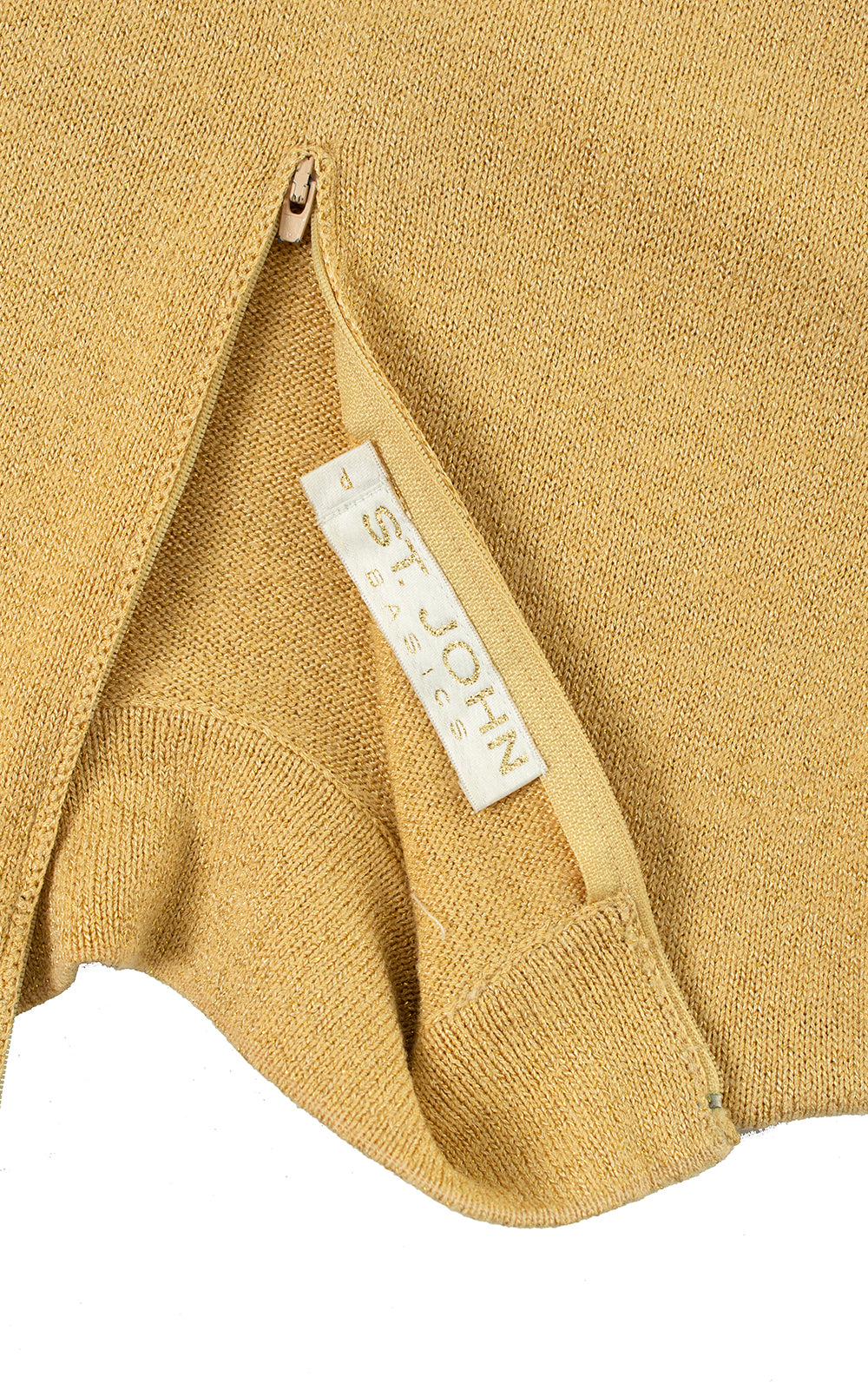 Vintage 1980s 80s ST. JOHN Metallic Gold Knit Mock Neck Sweater Top Birthday Life Vintage