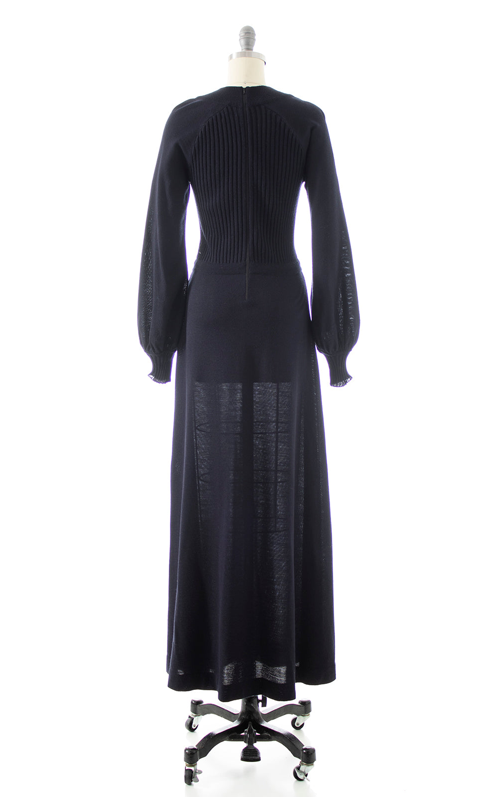 1970s Bishop Sleeve Knit Maxi Dress | x-small/small/medium