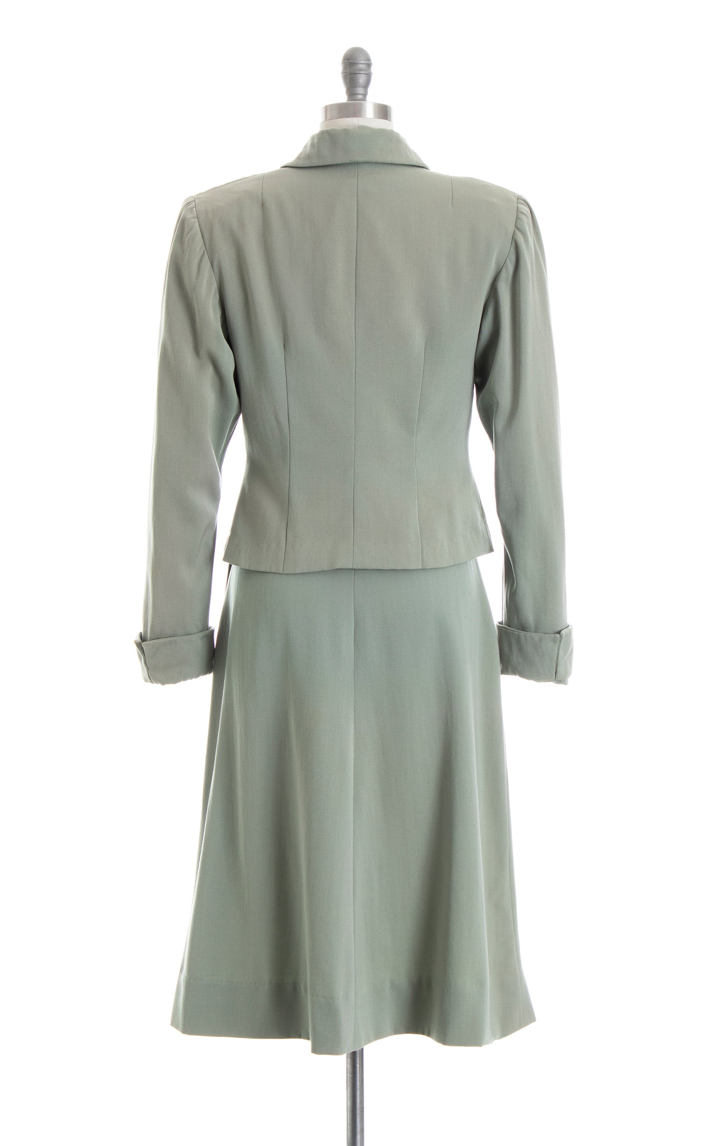 Vintage 40s 1940s Mint Green Blue Wool Gabardine Skirt Blazer Jacket Suit Birthday Life Vintage