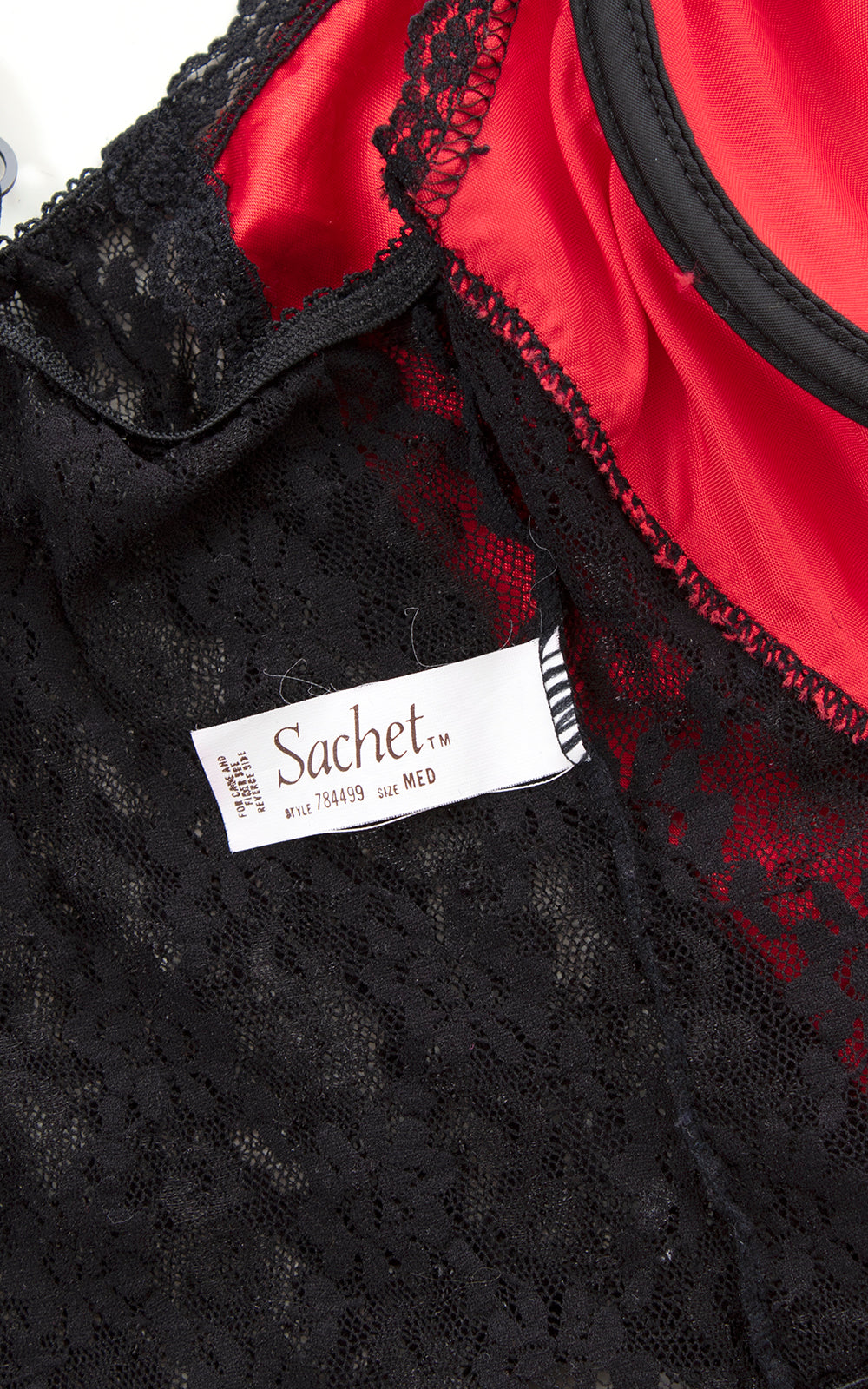 1980s Red Satin & Black Lace High Cut Bodysuit | x-small/small